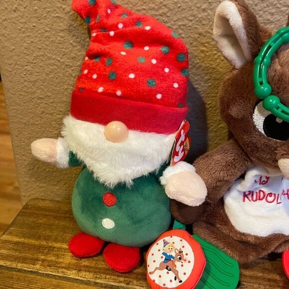 Rudolph My First Rudolph TY Christmas Gnome Squishmallow Candy Cane Plush - Picture 5 of 15